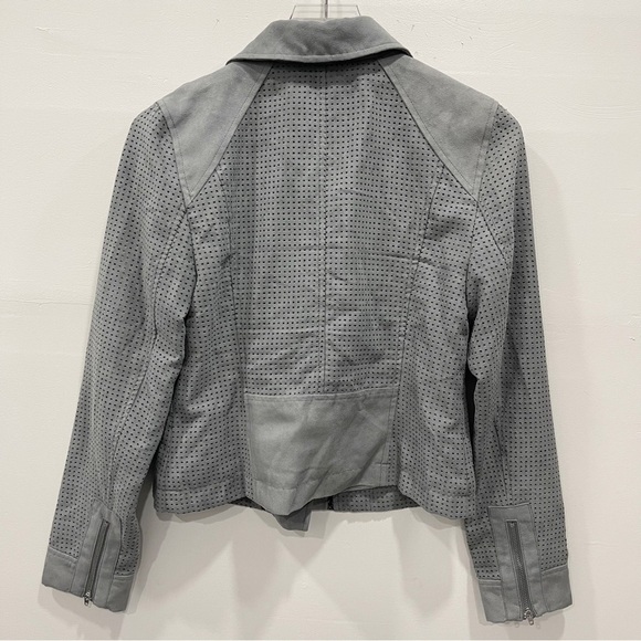 Anthropologie Hei Hei Vegan Suede Perforated Asymmetric Zip Moto Jacket Small - Picture 3 of 10